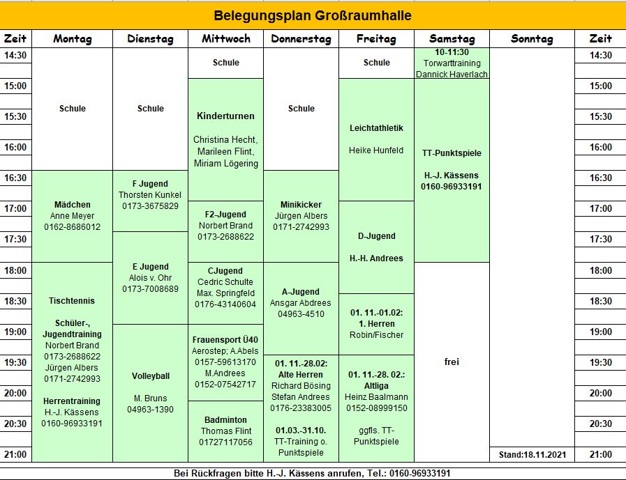 Hallenbelegungsplan