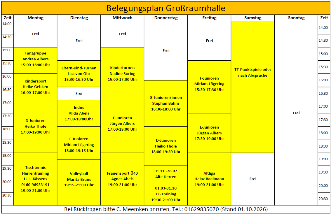 Belegungsplan Grossraumhalle 01 10 2026
