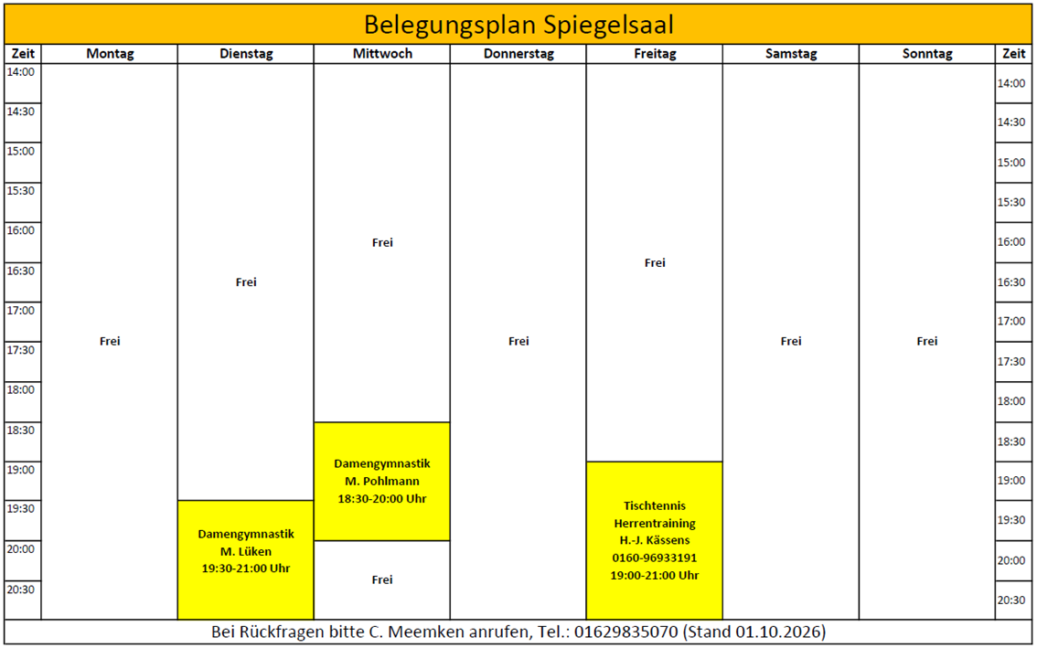 Belegungsplan Spiegelsaal 01 10 2026